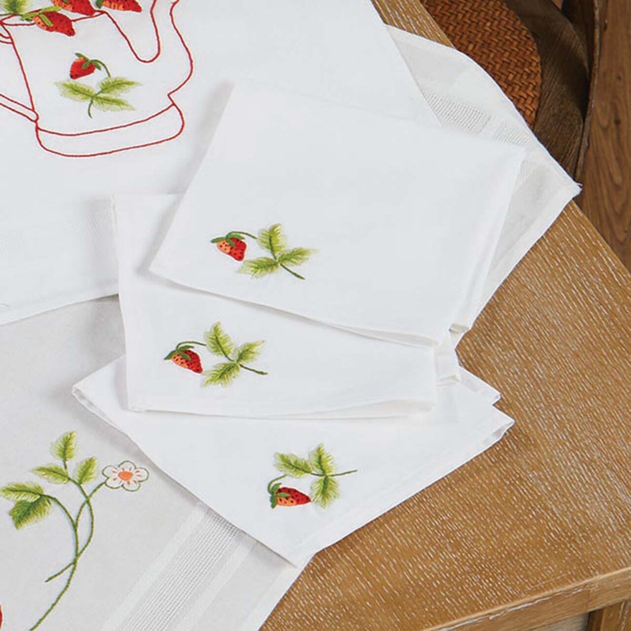Craftways Strawberries in the Pot Napkin Stamped Embroidery Kit